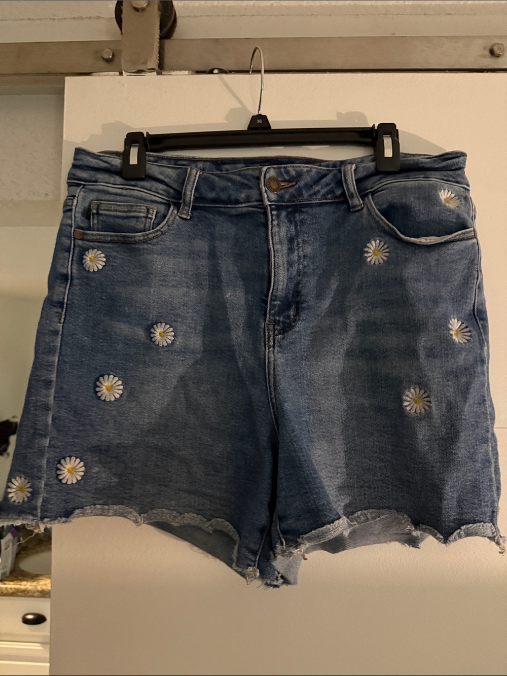 Judy Blue Blue Denim Daisy Embroidered Shorts